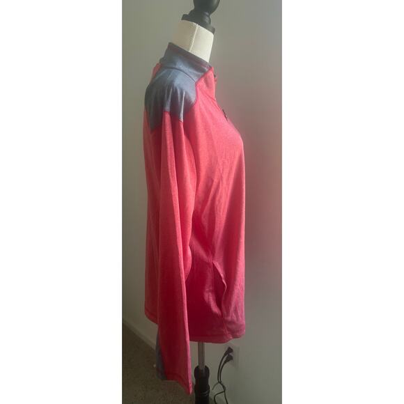 NHL Men’s Chicago Blackhawk Red Gray Long Sleeve  1/4  Zip Shirt w/ Pockets M - Picture 2 of 8